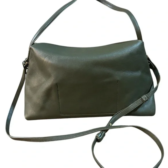 NEW Massimo Dutti Nappa Leather Olive Green Bag Handbag